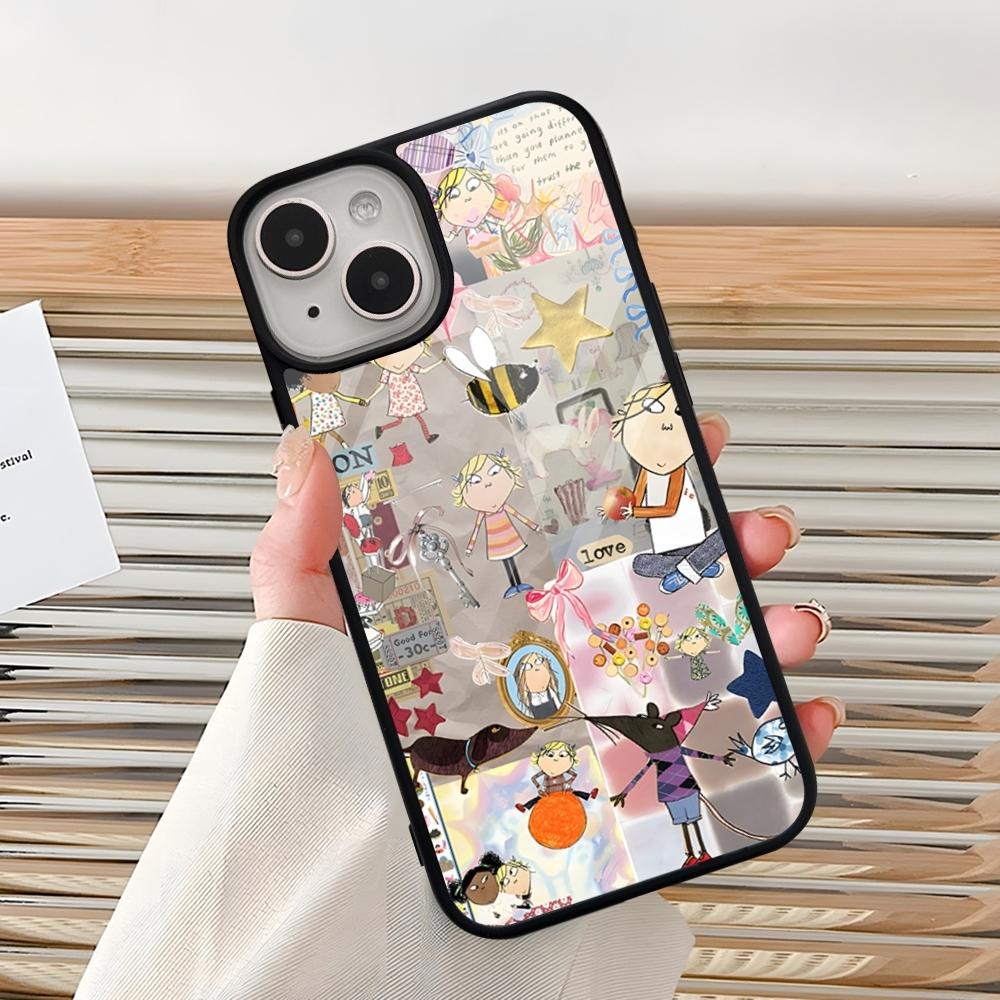Cartoon C-CHARLIE AND LOLA Phone Case For Iphone 15 Pro Max 14 12 11 13 Mini 16 8 7 Plus X Xs XR PC+TPU Back Cover