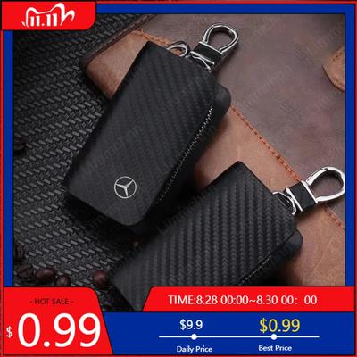 GLC GLB Car Key Case Cover Protector Shell For Mercedes Benz C180 C200 C260 C300 A B C E Class GLA CLA Carbon Fiber Car Logo Ac