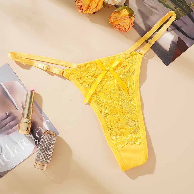 Sexy Lace Underwear For Women Low Rise Adjustable Thongs Transparent G-String Female Breathable Underpants Lingerie