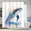 Whale Splash Watercolor Shower Curtain Oceanic Blue White Art Decor for Bathroom Polyester Fabric 72x78in (180cm x 198cm)