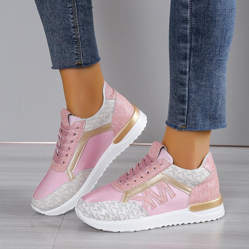 Plus Size Women's Shoes 2025 Spring/Fall Women's Patchwork Lace-Up Leather Casual Sneakers Flats