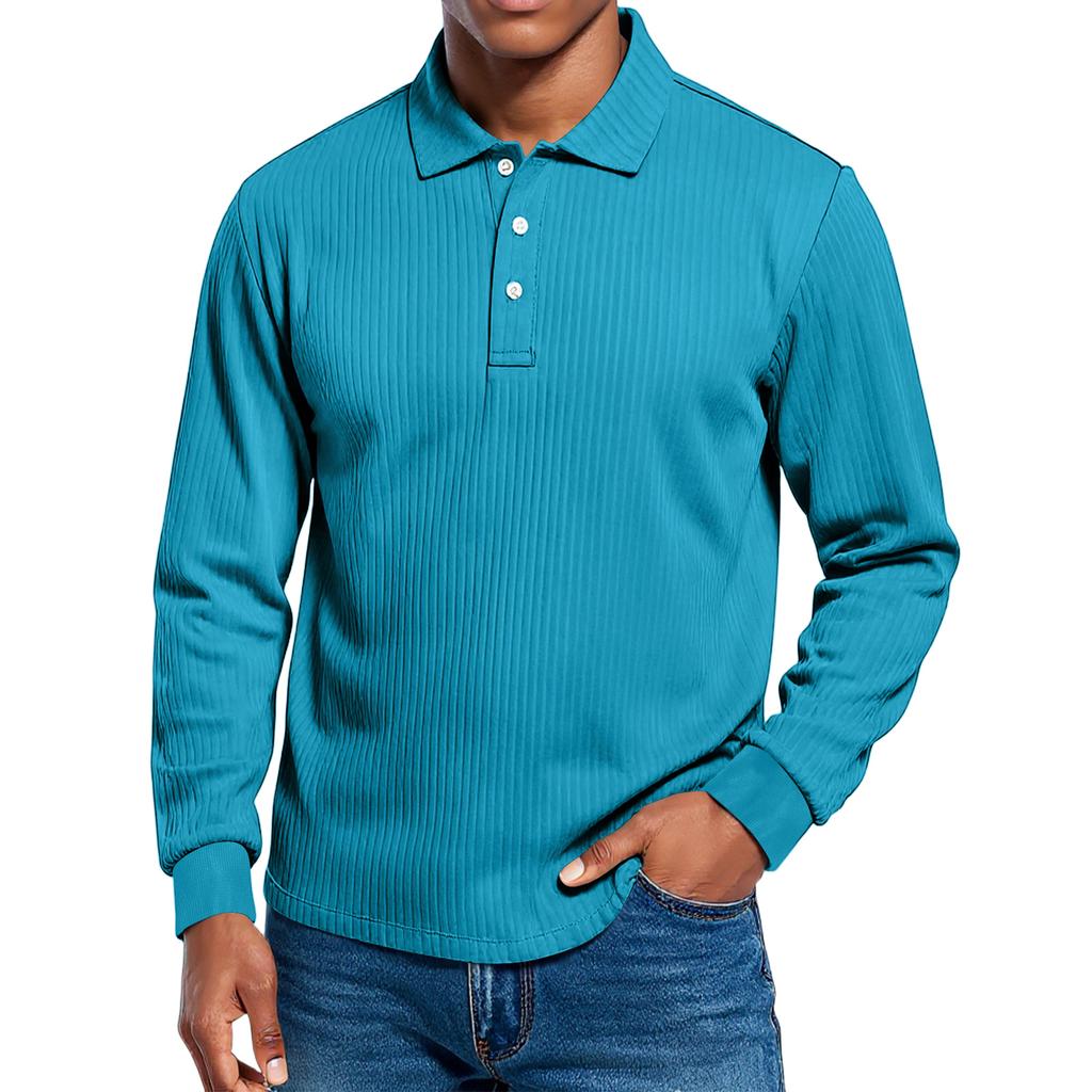 Men's Casual Style Solid Color Loose  Shirt Long-sleeved Top