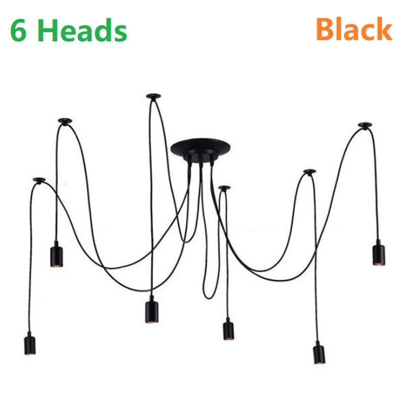 

3/5/6/8 светодиодный светильник современный ретро большой паук лофт винтажный подвесной светильник E27 подвесные светильники 6 Heads чёрный