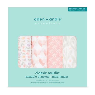 Aden Anais Essentials Japanese Baby Gift Muslin Swaddle 4 Pieces Newborn Night Crying Prevention Piece of My Heart ESWC40021 + (Authentic Product)