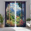 2pcs Nature-Inspired Mountain Blackout Curtains   Spring Sky and Flower Insulated Drapes for Bedroom Living Room