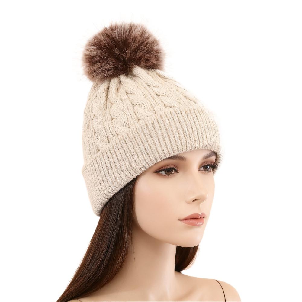 Keep Warm Knitted Beanies Ear Protection Pompoms Hat High Quality Winter Autumn Hats  for Woman/Men