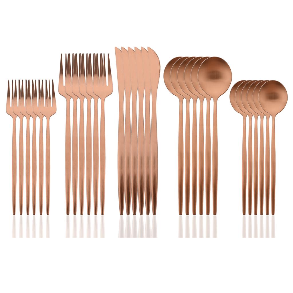 30 Teile/satz Geschirr Matte Schwarz Messer Salat Gabeln Dessert Löffel Besteck Set Edelstahl Besteck Familie Geschirr für Party