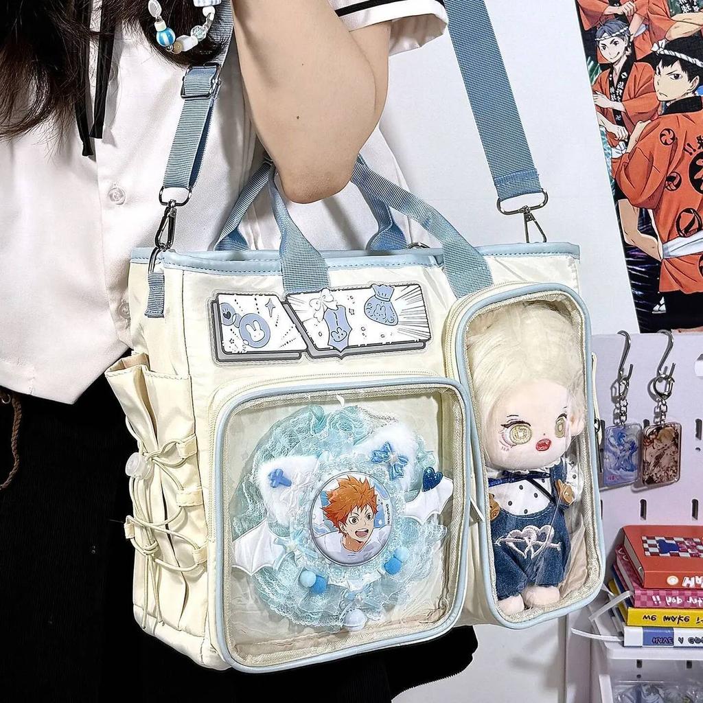 Nuovi Zainetti Ita Carini Y2K Borsa a Spalla Grande Capacità Borsa a Mano Trasparente per Ragazze Lolita Espositore per Spille Fai da Te Borsa a Tracolla