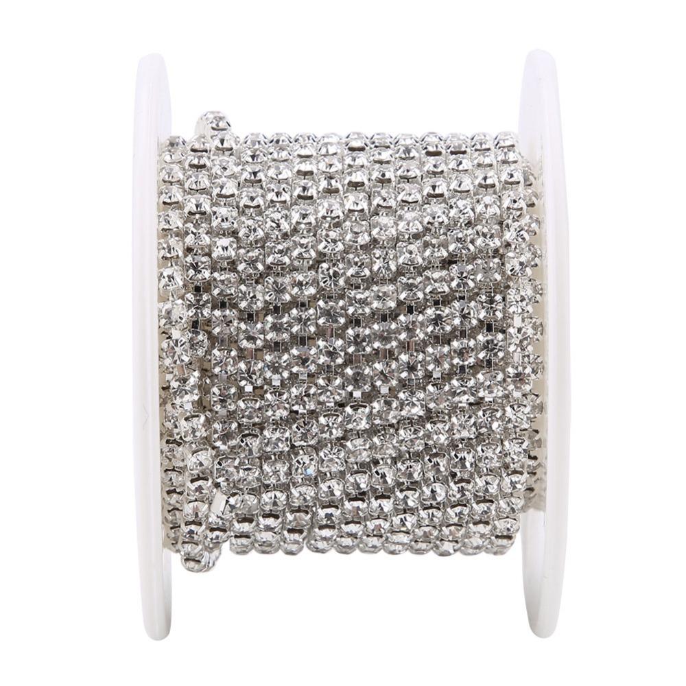 1pcs 10 Yards Rhinestone Chain Roll SS12 Close Cup Chain Crystal Rhinestone Chain Sewing