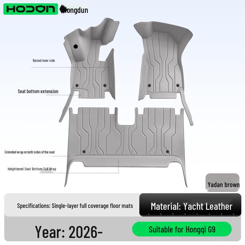 Custom Floor Mats for Hongqi G9 2026: Full Coverage Car Interior Carpet for Five-Six Seaters