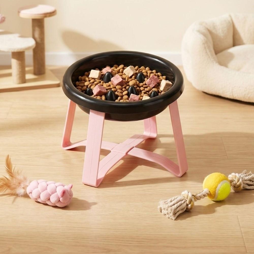 Bite-resistant Pet Food Bowl With Stand Anti-Overturning Bowl Slow-Feeding Bowl  Cat And Dog