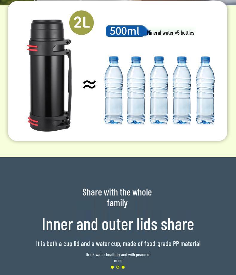 Hervidor de Viaje Aislado de Acero Inoxidable 304 - Botella de Agua Portátil de Gran Capacidad para Acampada al Aire Libre.