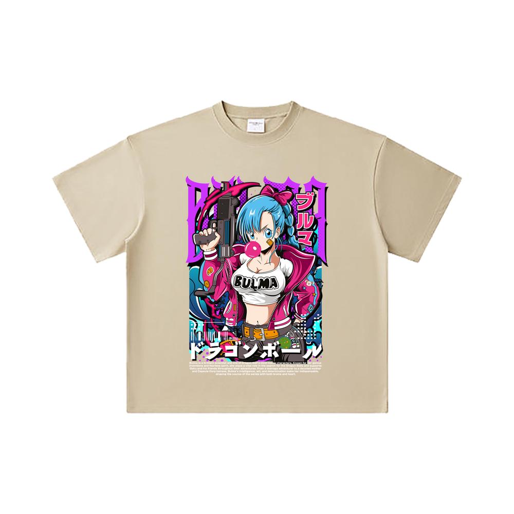 260 GSM Double Yarn 32 Count 100% Cotton Dragon Ball V66 Bulma Print Unisex Heavy Cotton T Shirt