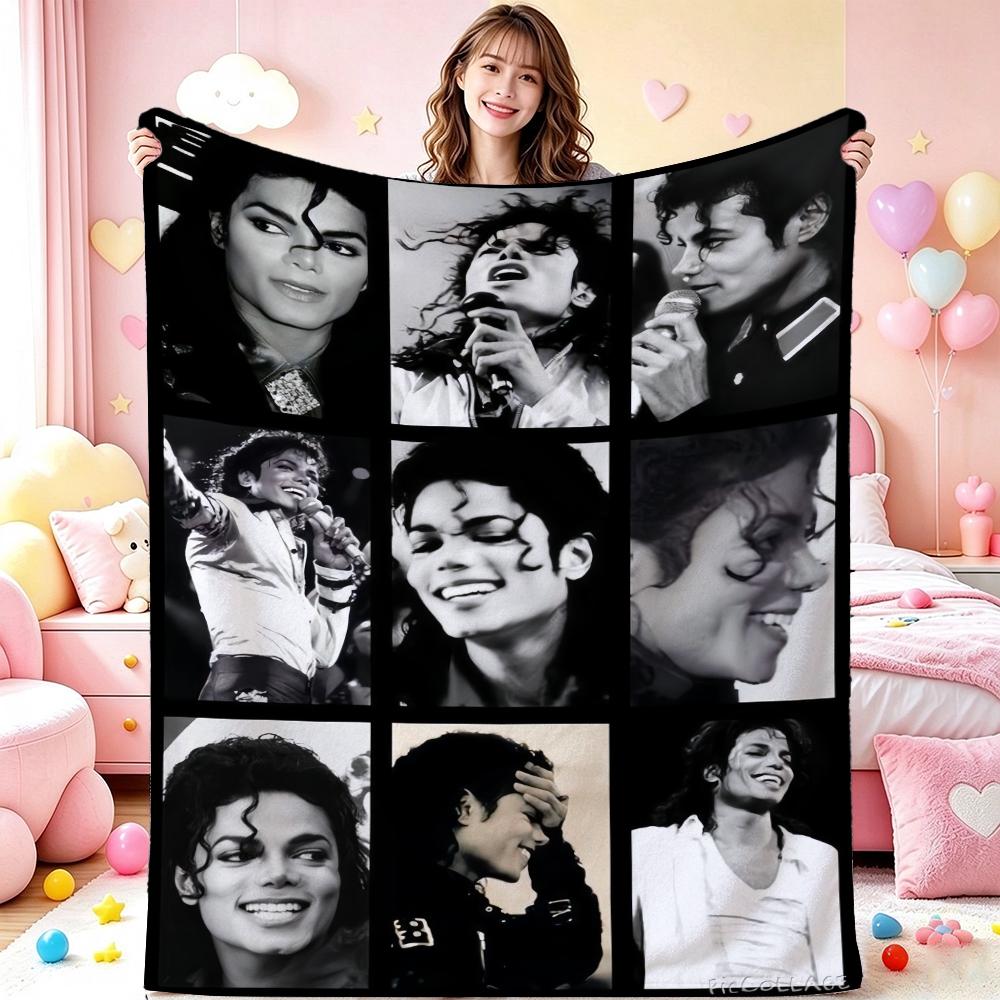 Michael Jackson Pop Printed Flannel Blanket Cozy Comfortable Fleece Blanket For Office Sofa Home Decor Memorial Gift