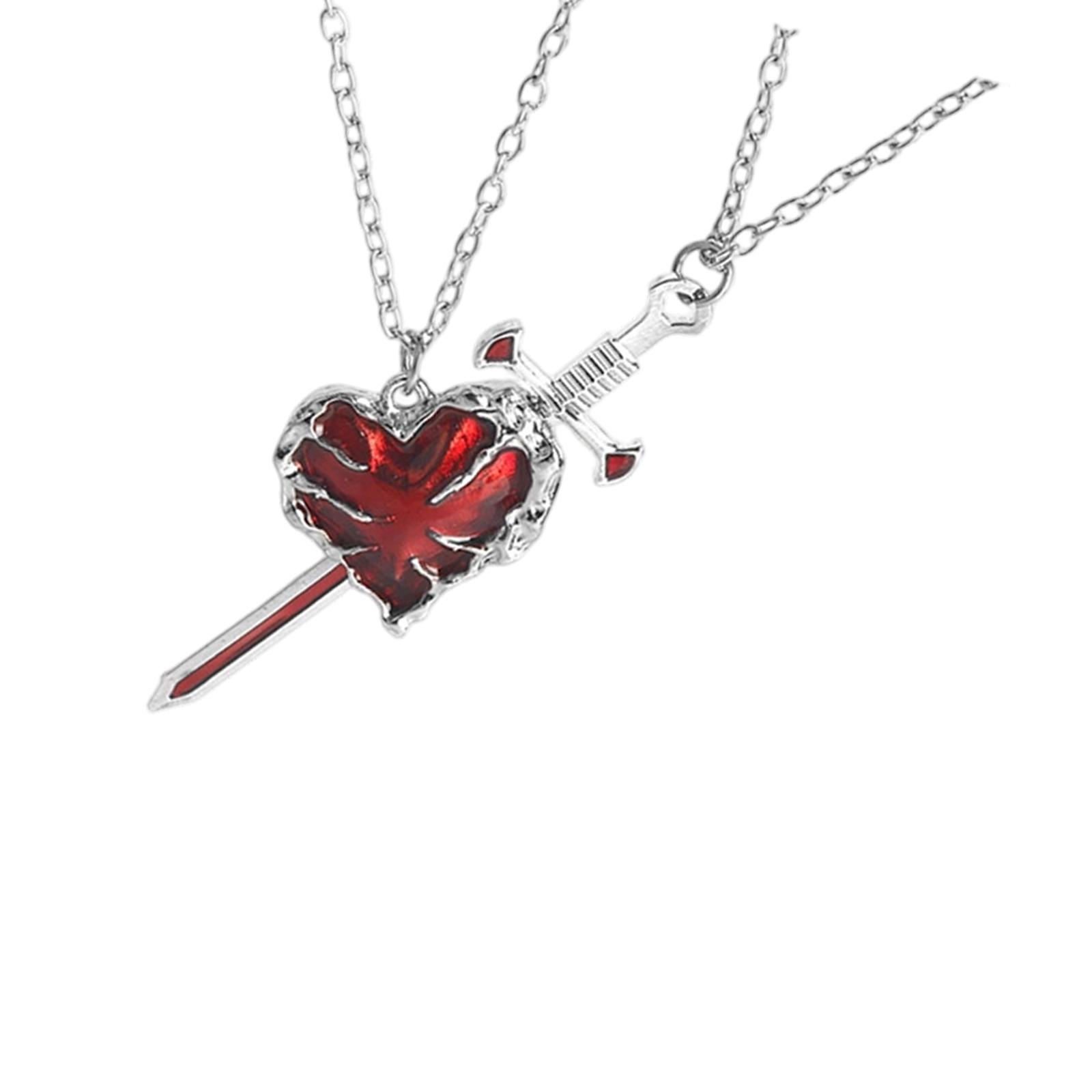 

Couple Necklace Heart Rapier Pendant Matching Jewelry For Boyfriend Girlfriend Alloy Clavicle Chain Valentine Gift