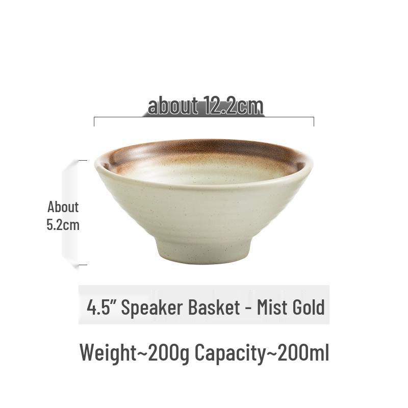 Japanese Ceramic Dòulì Ramen Bowl – Retro Coarse Pottery, High-End, Large Open-Mouth Trumpet Design, Ideal for Home Tableware