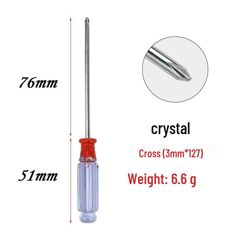 Red & Blue Transparent Crystal Head Magnetic Screwdriver Set: 3.0mm, 5.0mm, 6.0mm Hardened Phillips & Slotted. Model 1