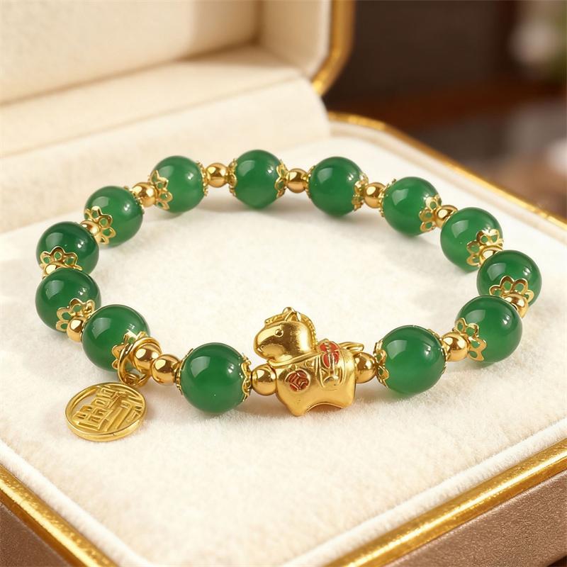 Lucky Red Bead Horse Bracelet for Women Exquisite Chinese Style Blessing Pendant Bracelets New Year Good Luck Wealth Jewelry