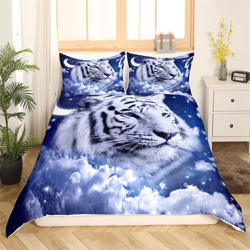 Tiger Duvet Cover Twin For Kids Boys 3D Animal Print Comforter Cover Wildlife Bedding Set Microfiber Quilt Cover With Pillowcase