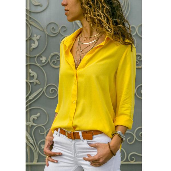 chemise à volantée v-cou col jabot boutonnage manches évasées manches longues femme doux élégant blouse
