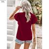 DX~~Short Sleeved Shirt Women's Summer Style Commuting V-neck Ruffle Top