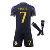 Real Madrid Vinicius Dětský Fotbalový Dres Set Polyester Prodyšný 150-160cm Černý