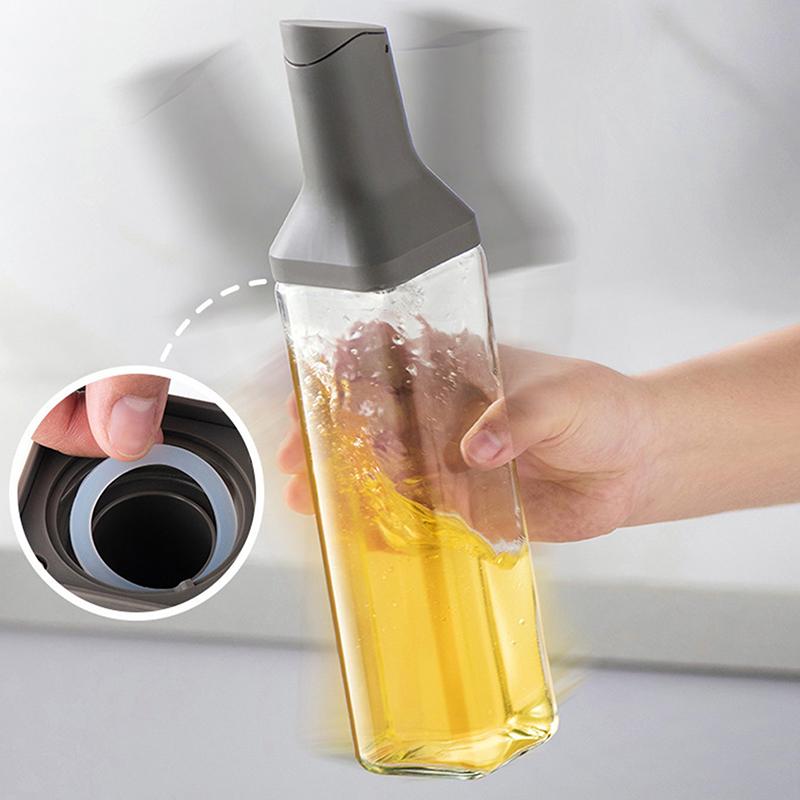 New 500ml Automatic Opening Glass Oil Bottle Condiment Container Pouring No Oil Leakage Oil Dispenser For Kitchen