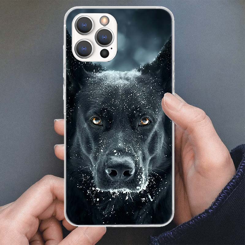 

German Shepherd Dog Phone Case For iPhone 17 16 15 14 13 12 11 Pro Max Mini Plus Air 7 SE 8 Soft Silicone Print Shell Funda For iPhone 14 Pro