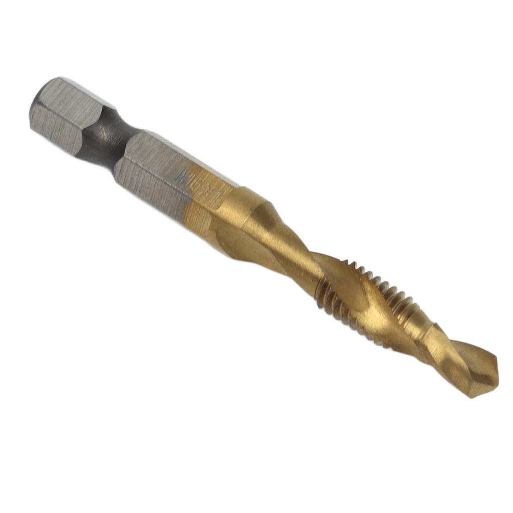 Tap Drill Bits Hex Shank Titanium Coated Metric Screw Combination Tapping Bit for WoodM6
