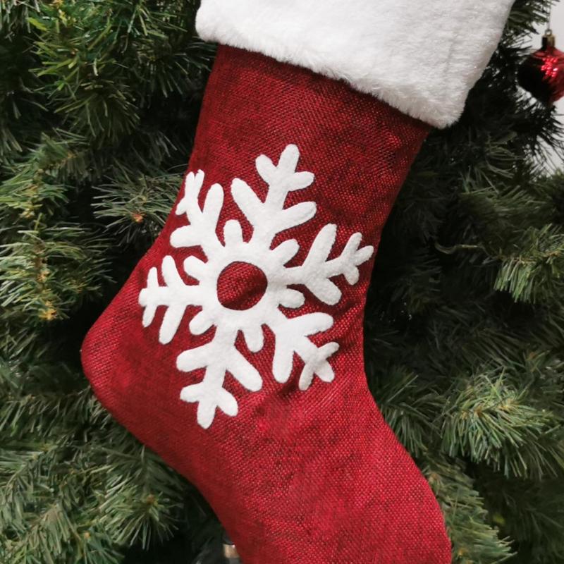 Christmas Stockings Hanging Socks Snowflake Elk Deer Tree Hanging Candy Gift Bag Xmas Tree Ornament Home Decorations