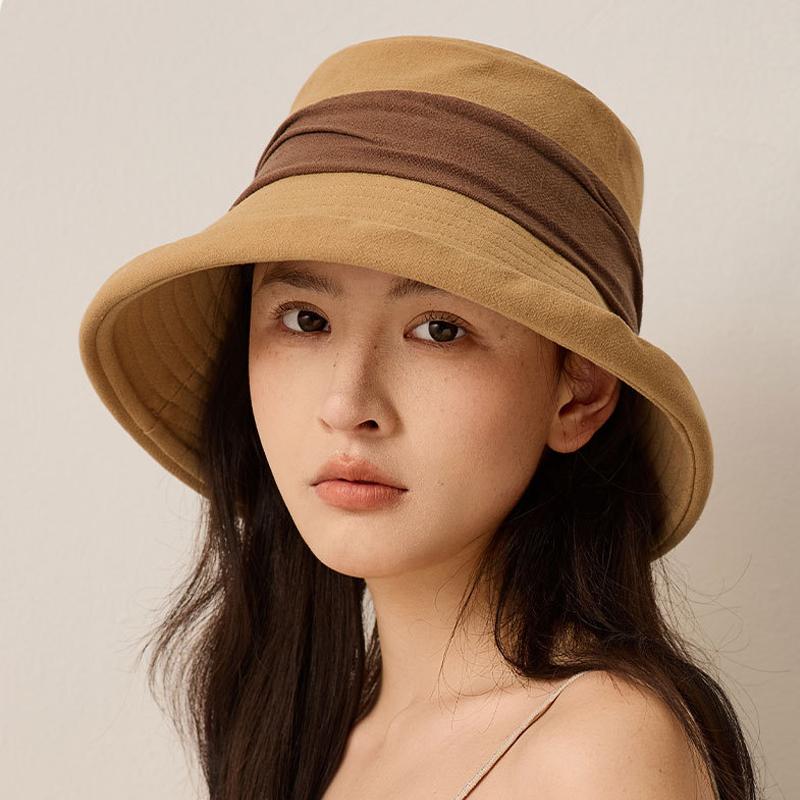 Fisherman's Hat Women's Spring Foldable Sun Hat Summer Color Block Sunscreen Hat