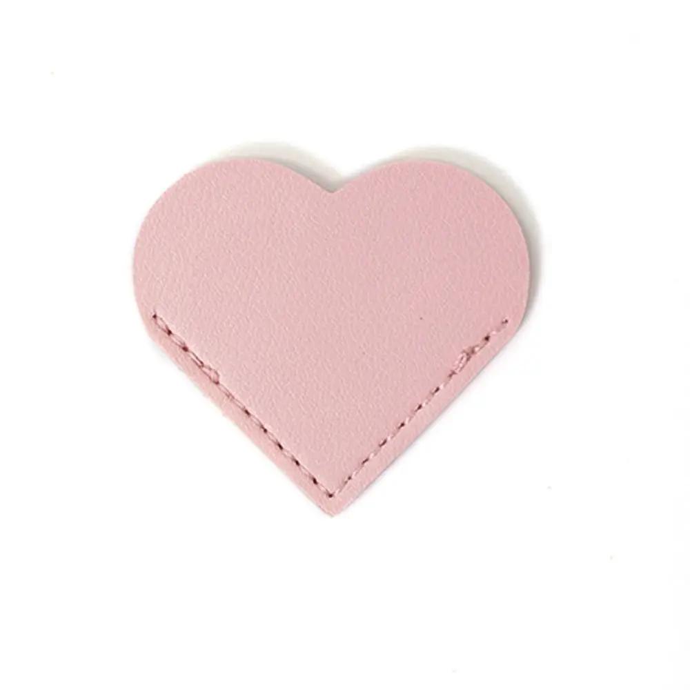 

Mini Heart-shaped Corner Page Marker Vintage Handmade Leather Bookmark Creative Durable Book Page Marker Students рожевий