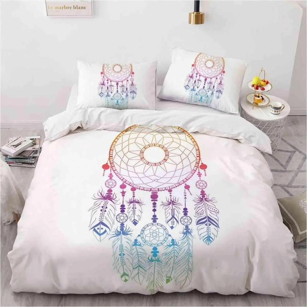 Dreamcatcher Duvet Cover Sets Bohemian Magic Feather Blue Galaxy Bedding Set Luxury Dream Catcher Comforter Cover Set Full Size