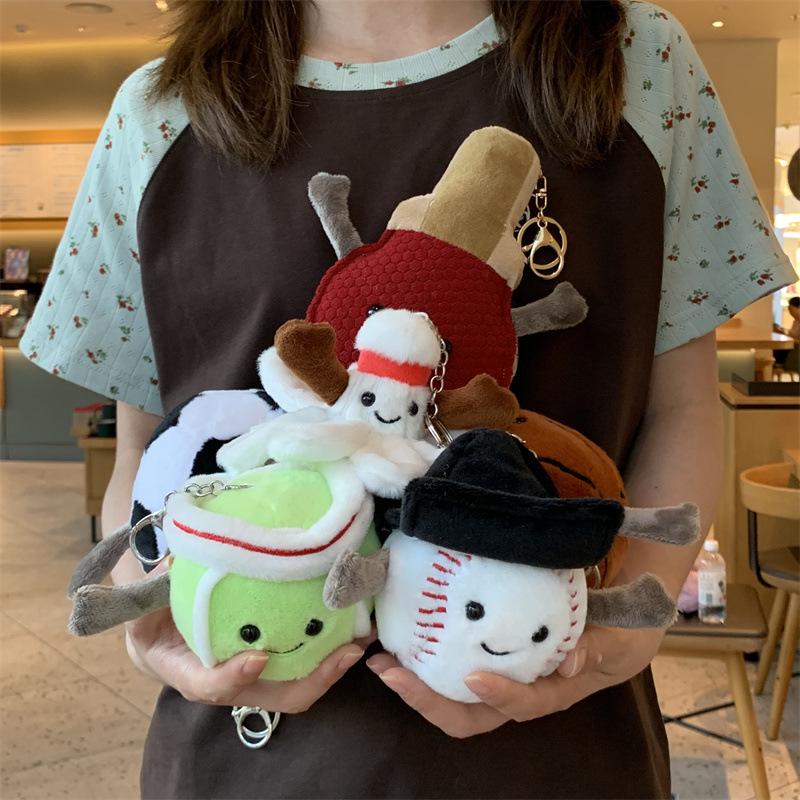 Multisport Plush Doll Pendant: Basketball, Football, Volleyball, Badminton, Rugby, Baseball, Tennis