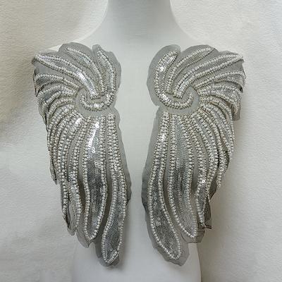 Ricamo di Paillettes a Rete Ricamo di Perline Vuote Pizzo ad Ala Decorazione Colletto da Cucito Fai da Te Accessori di Abbigliamento Coordinati