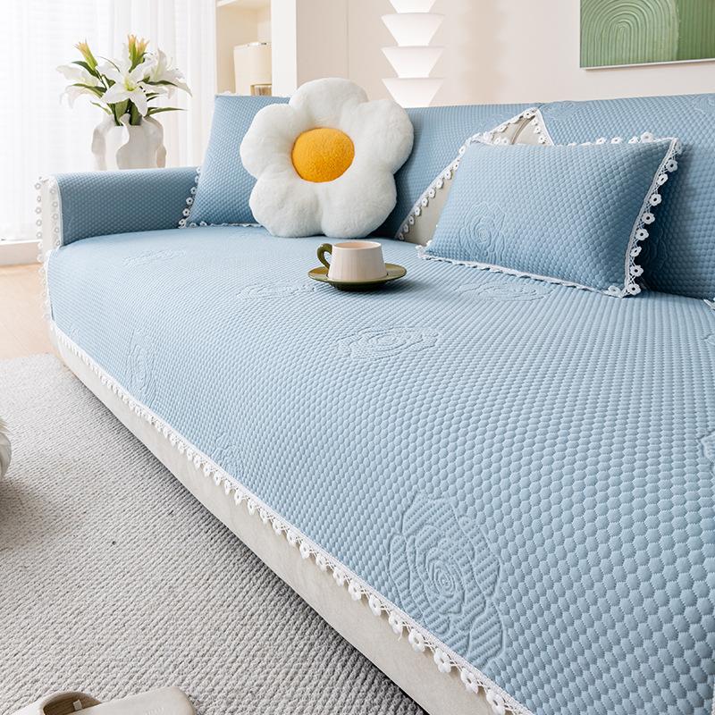 Summer Sofa Cushion, Solid Color Seat Cushion, Cool Cushion, Sofa Cover, Ice Cushion, Advanced One-Piece Combination Sofa  New