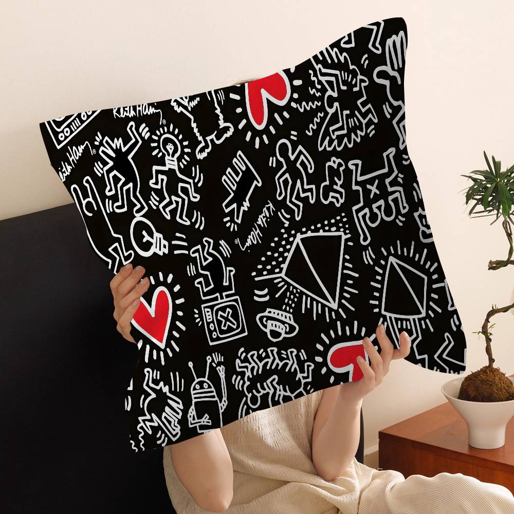 Retro Abstract Cartoon K-KeithS Pillow Anime Pillow Sofa Bed Head Pillow Cover Cushion Cover 45x45 Cm Fashion