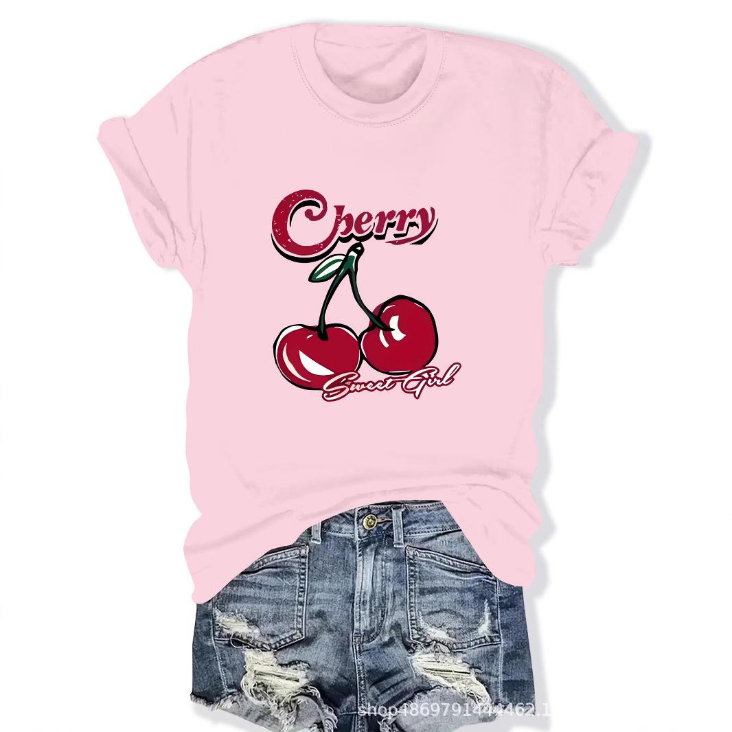 

Women s Cross-Border Fashion Round Neck T-Shirt Small розовый