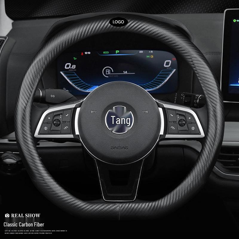 BYD Qin DM-i, Song Pro/MAX Plus, Tang, F3e, E2, E5, S7, S6 Äkta Läder & Kolfiber Rattkåpa