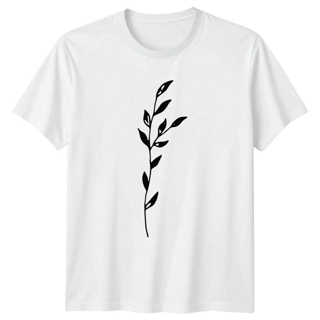 Minimalist Black And White Botanical T-Shirt Abstract Foliage Nature
