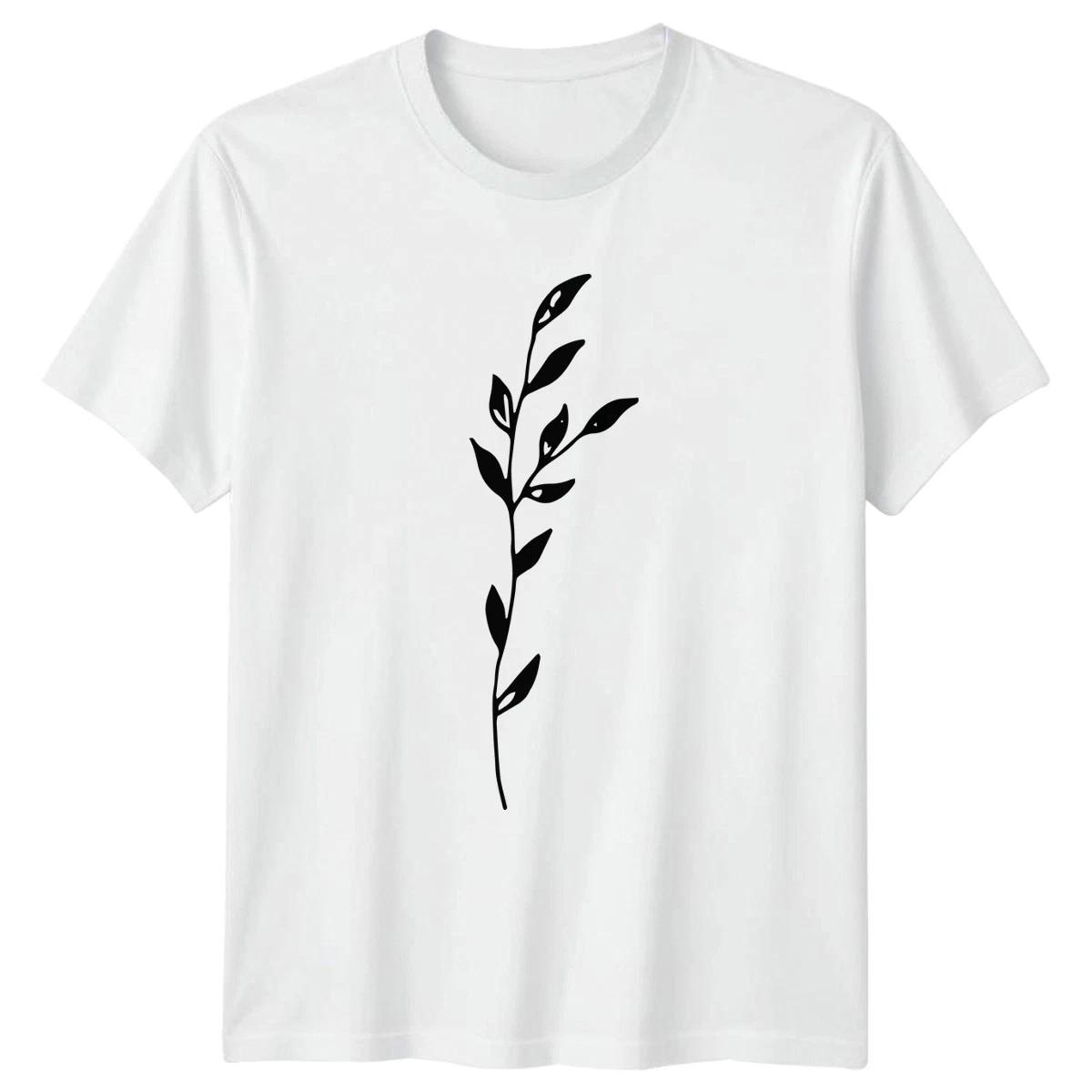 Minimalist Black And White Botanical T-Shirt Abstract Foliage Nature XXXL