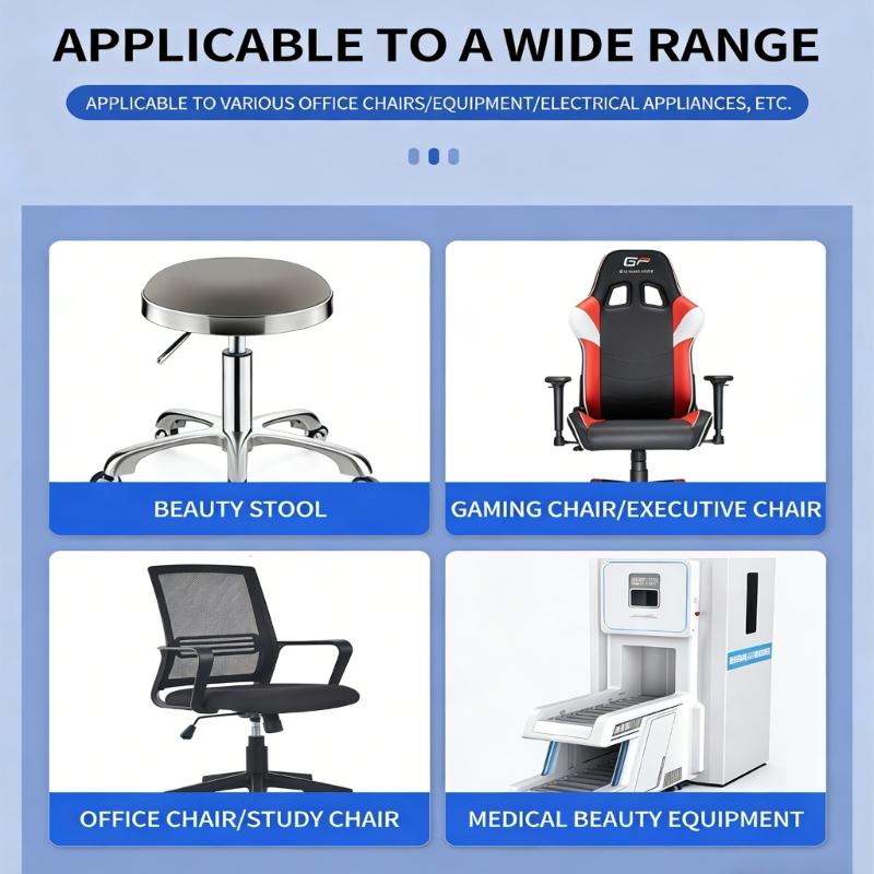 Set of 4 Universal 3 transparents Casters for Office Chairs Easy Installation Tool Protects Wood and Tiles