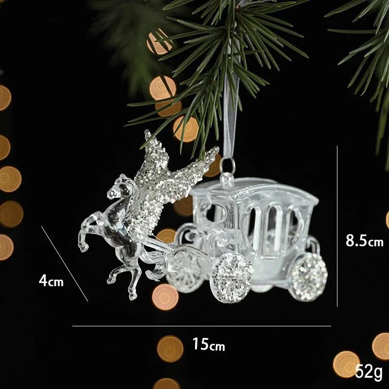 Weihnachts-Eiskristall-Anhänger Weihnachtsbaum-Anhänger Transparente Acryl-Engel-Licht Luxuriöse Szenen-Dekoration Requisiten Silvester 2025