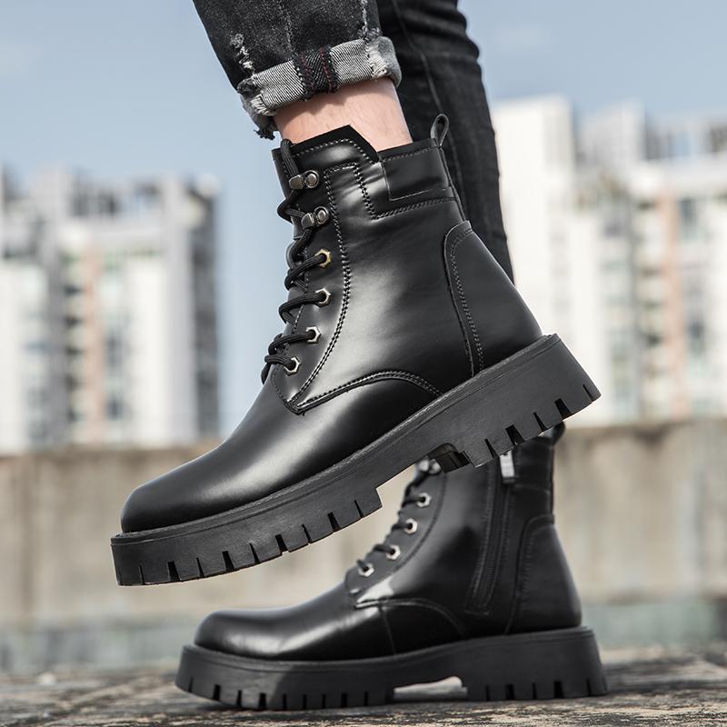 Мужские уличные ботинки с толстым дном и высоким верхом 2024 года из натуральной кожи — фото 7