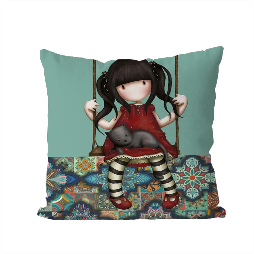 SSantoro Gorjuss Pillow Case For Car Sofa Decorative Home Doublesided Print Plush Square Throw Pillow Cushion Cover