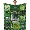 Mens Golf Themed Blanket X  Gsm FlannelLike Polyester with Humorous Golf Phrases  Inspirational Quotes  Soft Green