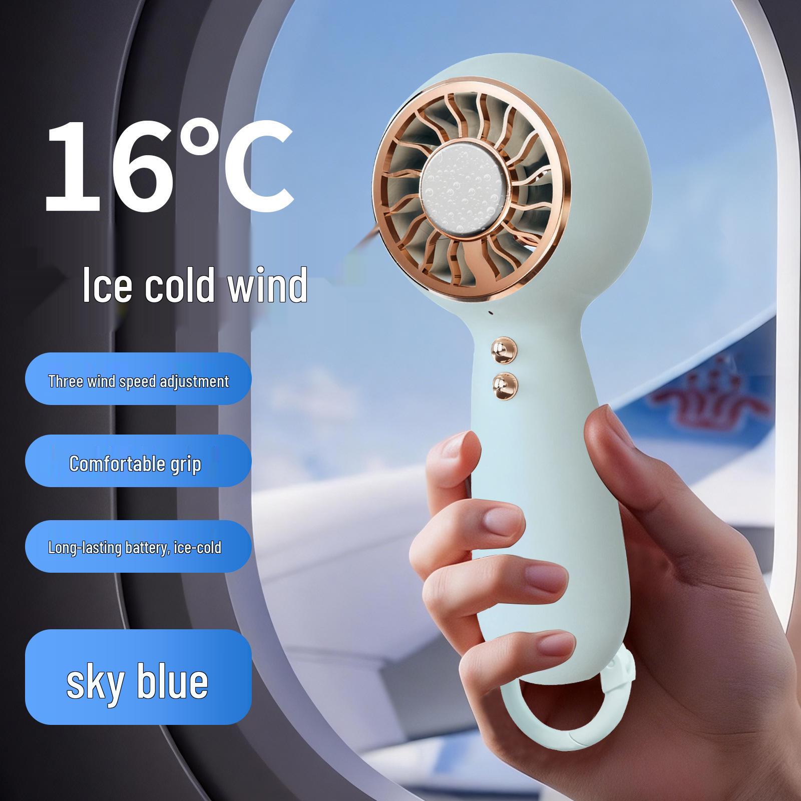 

2026 High-Speed Portable Mini Handheld Semiconductor Refrigeration Fan 70*51*184mm небо синє кольору