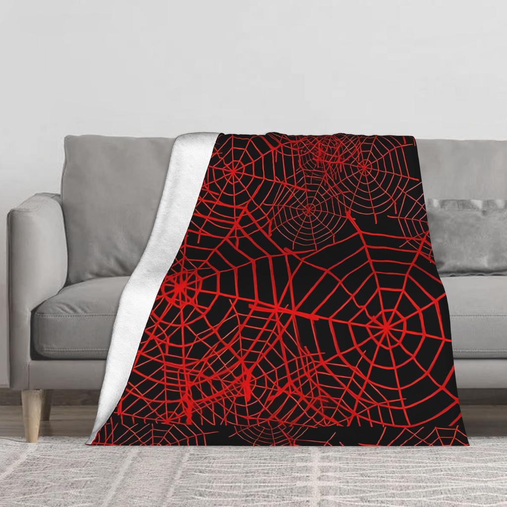 1PC Red Spiderwebs Blanket Throw Blanket Novelty Warm Blanket All Season Gift