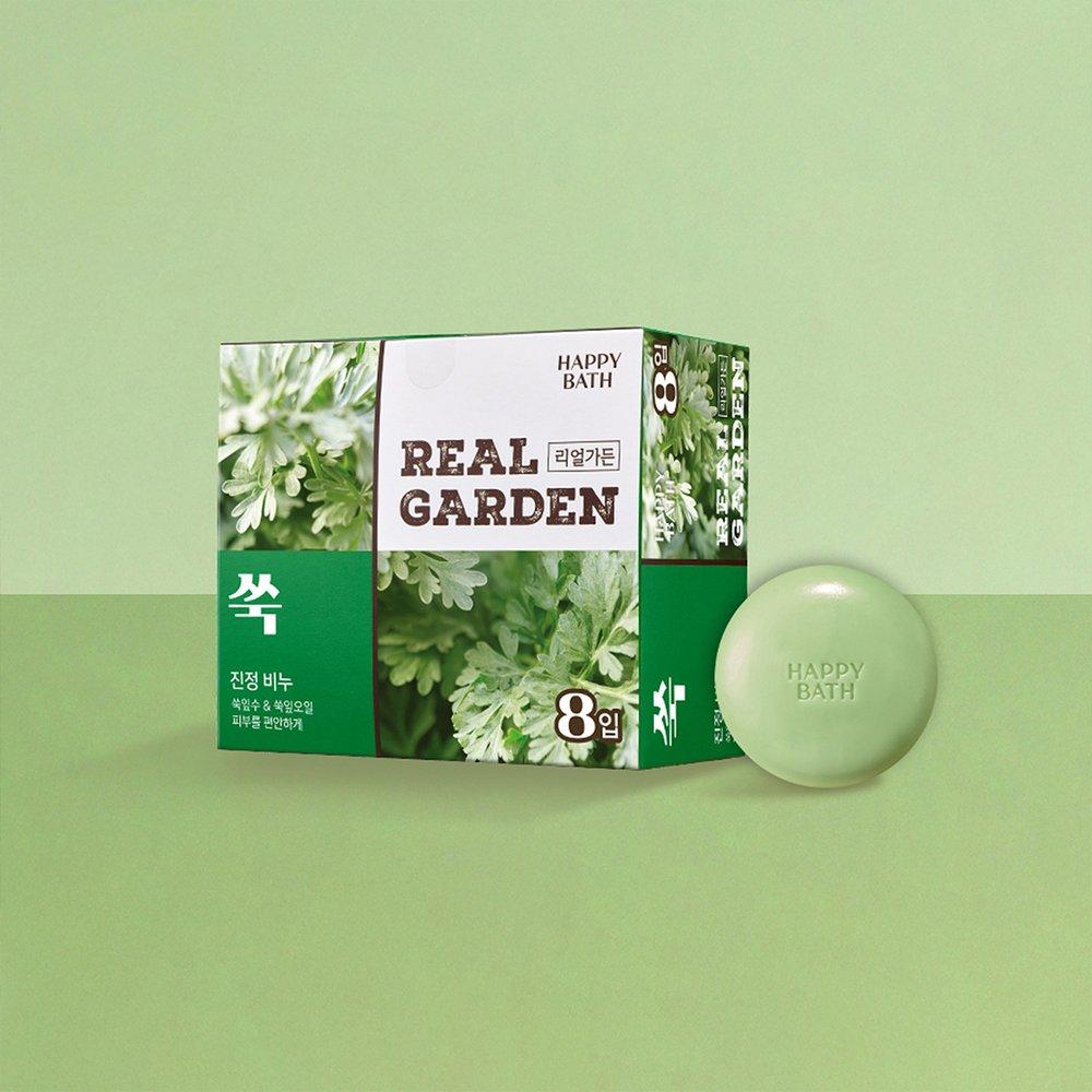 HAPPY BATH Real Garden Mugwort Soothing Soap 8-piece Set