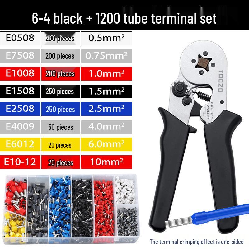 Electrician's Tube and Pin Terminal Crimping Pliers with Cold-Pressed Wire Functionality